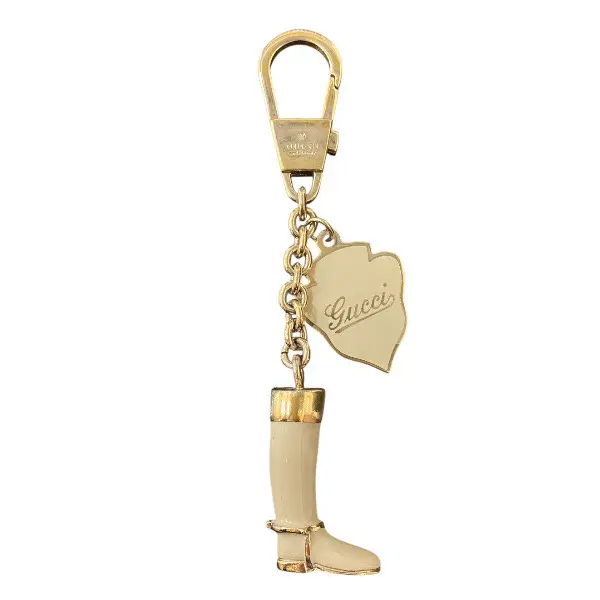 Pre-owned GUCCI Brass Small Leather Goods Boots Charm Key Holder