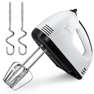 7 Speed Hand Mixer Electric Handheld with Stainless Steel Beaters & Dough Hooks