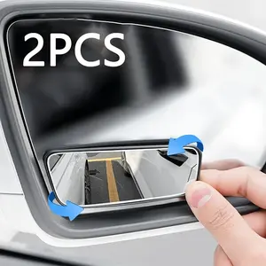 2PCS Car Rectangular Rearview Blind Spot Mirror, Adjustable Angle Parking Assist Mirror, Curved Wide-angle Mirror, Universal for Cars Side Rearview Mirror Accessory
