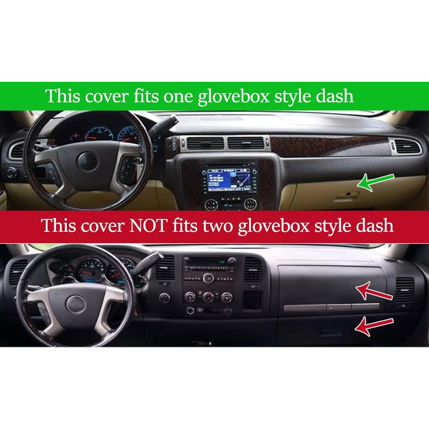 Dash Cover Mat for 2007-2014 Yukon Sierra SLT Denali, 2007-2013 Chevy Silverado 1500 2500HD 3500HD LTZ/Avalanche/Suburban, Black