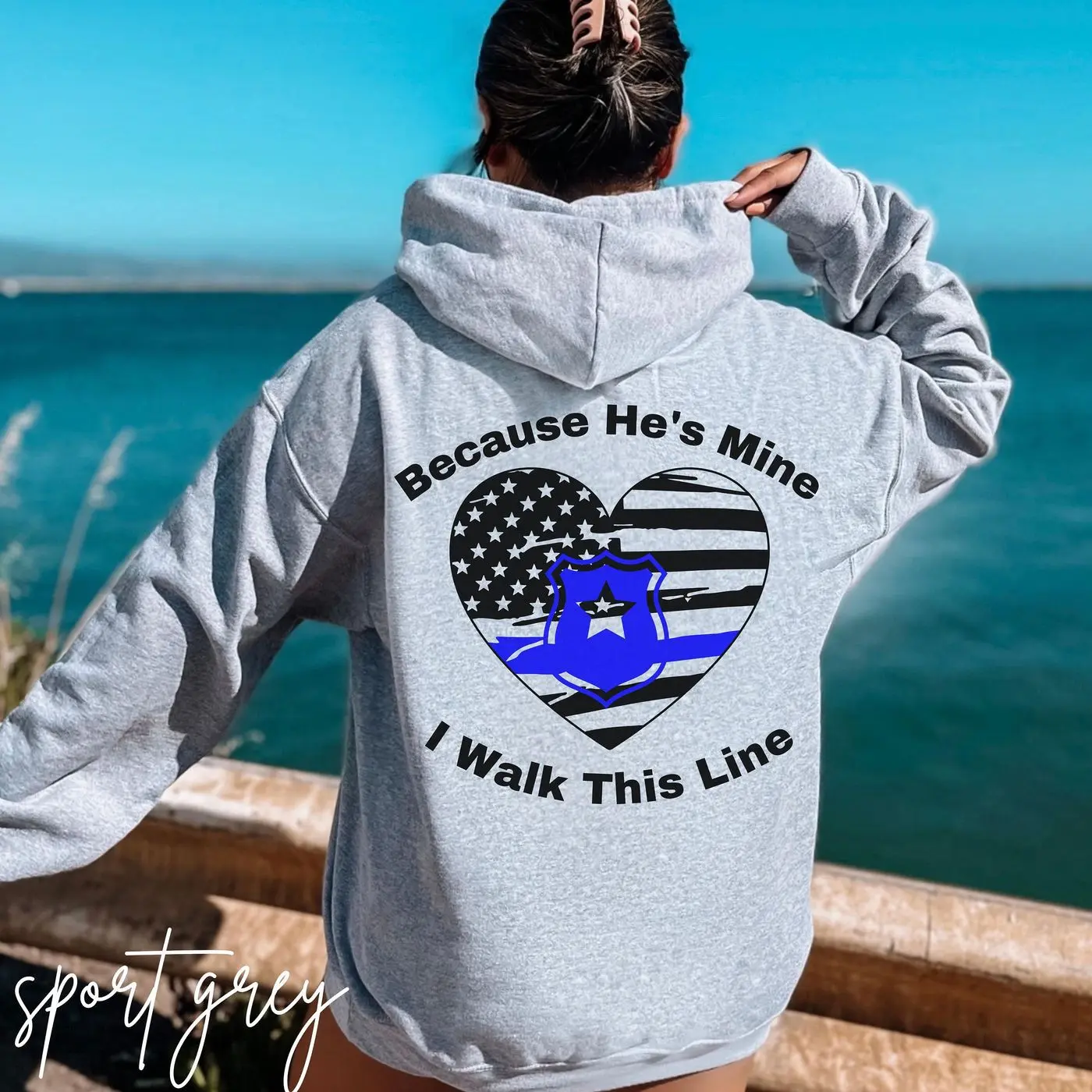 Police Wife Police Girlfriend Sweatshirt Thin Blue Line Shirt Police Officer Sweater Back The Blue Law Enforcement Sweater Wife Gift