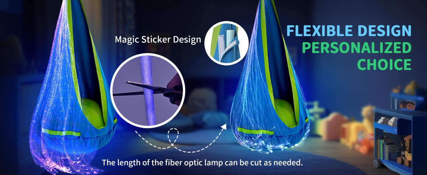 (Summer Turn-Up)OUTREE Light Up Pod Swing with Fiber Optic Light, 16 Lighting Effects, Sensory Swing for Individuals with Sensory Needs, Summer Turn Up & Father's Day Deal