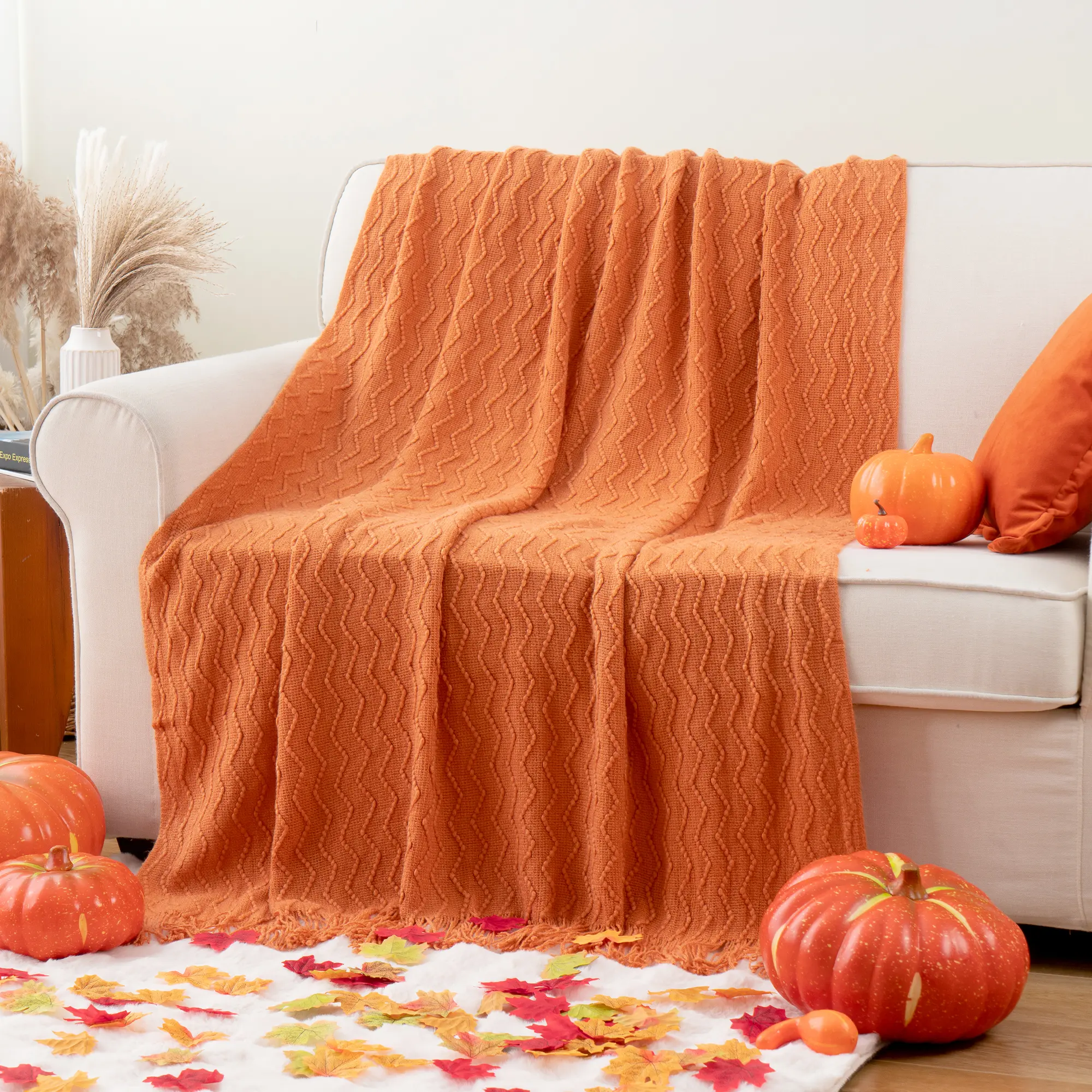 Battilo Chevron Fringe Tassel Throw Blanket - Cozy, Gentle Soft, Comfy, Lightweight Decorative Blanket for Home Decor, 50"x60" Housewarming Gift, Cozy Throw Blanket, Decorative Blankets