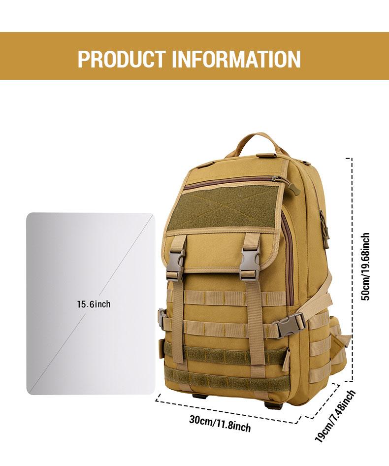 Jumahe 50L High-Capacity Male Tactical Backpack - Military MOLLE Bag with Detachable Pouch, Long-Lasting Molle Webbing System, Flexible Storage for Outdoors Hiking