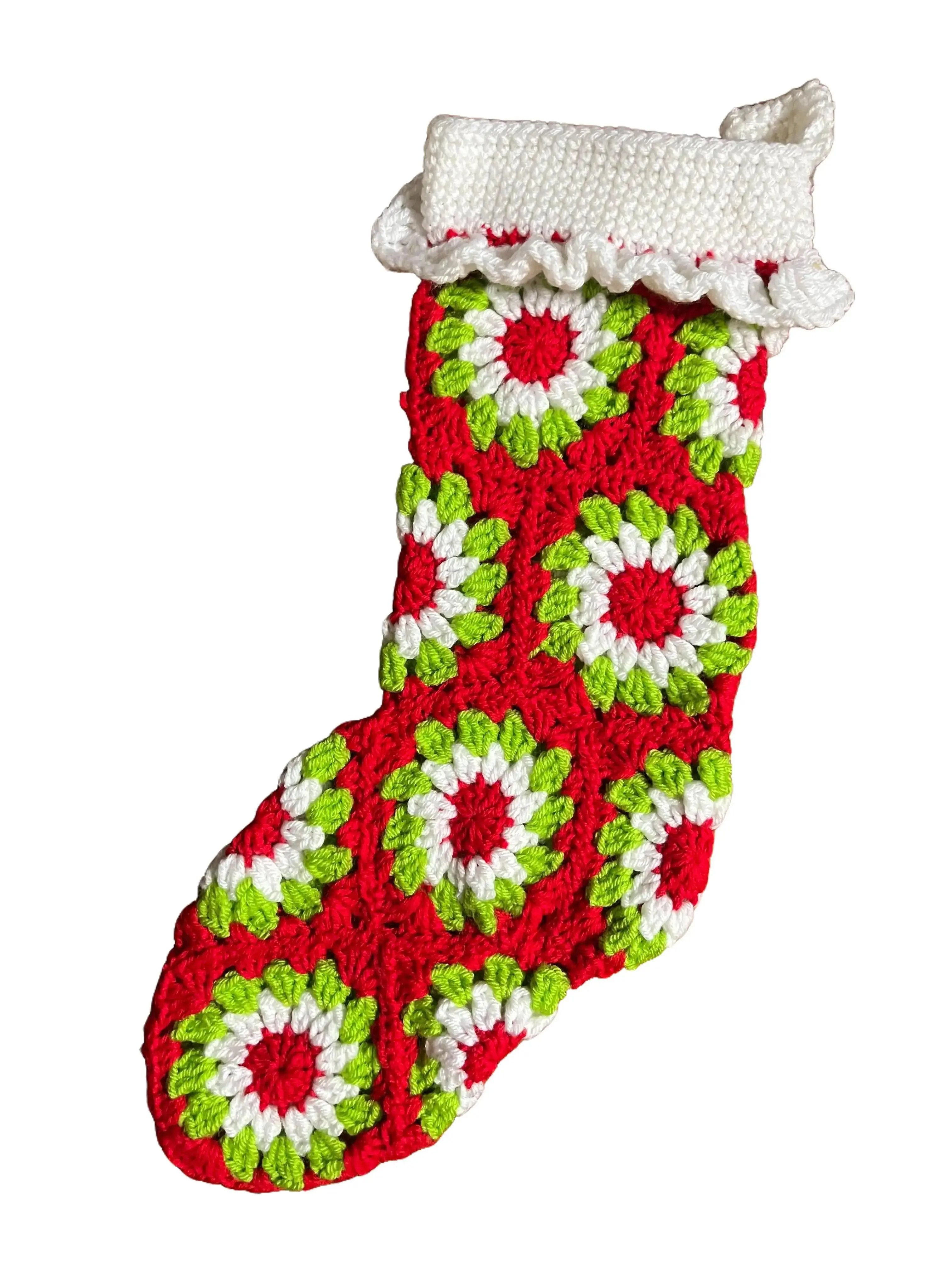 Large Crochet Granny Square Christmas Stocking