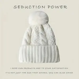 Women's Winter Knit Beanie Hat, Plain Color Fleece Lined Cap, Windproof Warm Woolen Headwear, Versatile Casual Fashion Accessory, Knitting Beanie, Knitted Hat