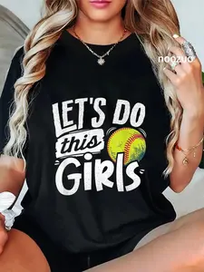 100% Cotton Unisex Softball Mom Women Softball Lover T-Shirt Casual Top