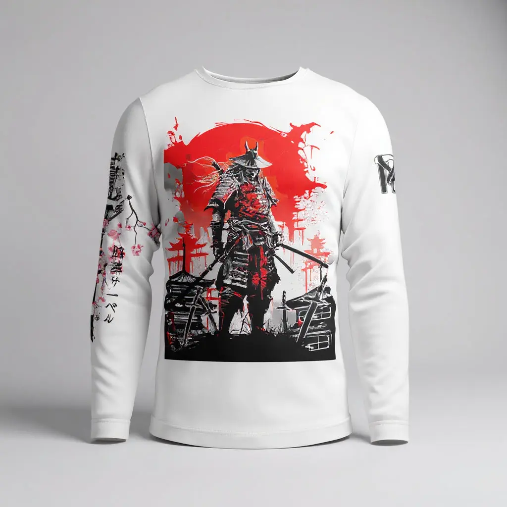 BJJ Long Sleeve Rash Guard - Clean Samurai Warrior | Top Mount