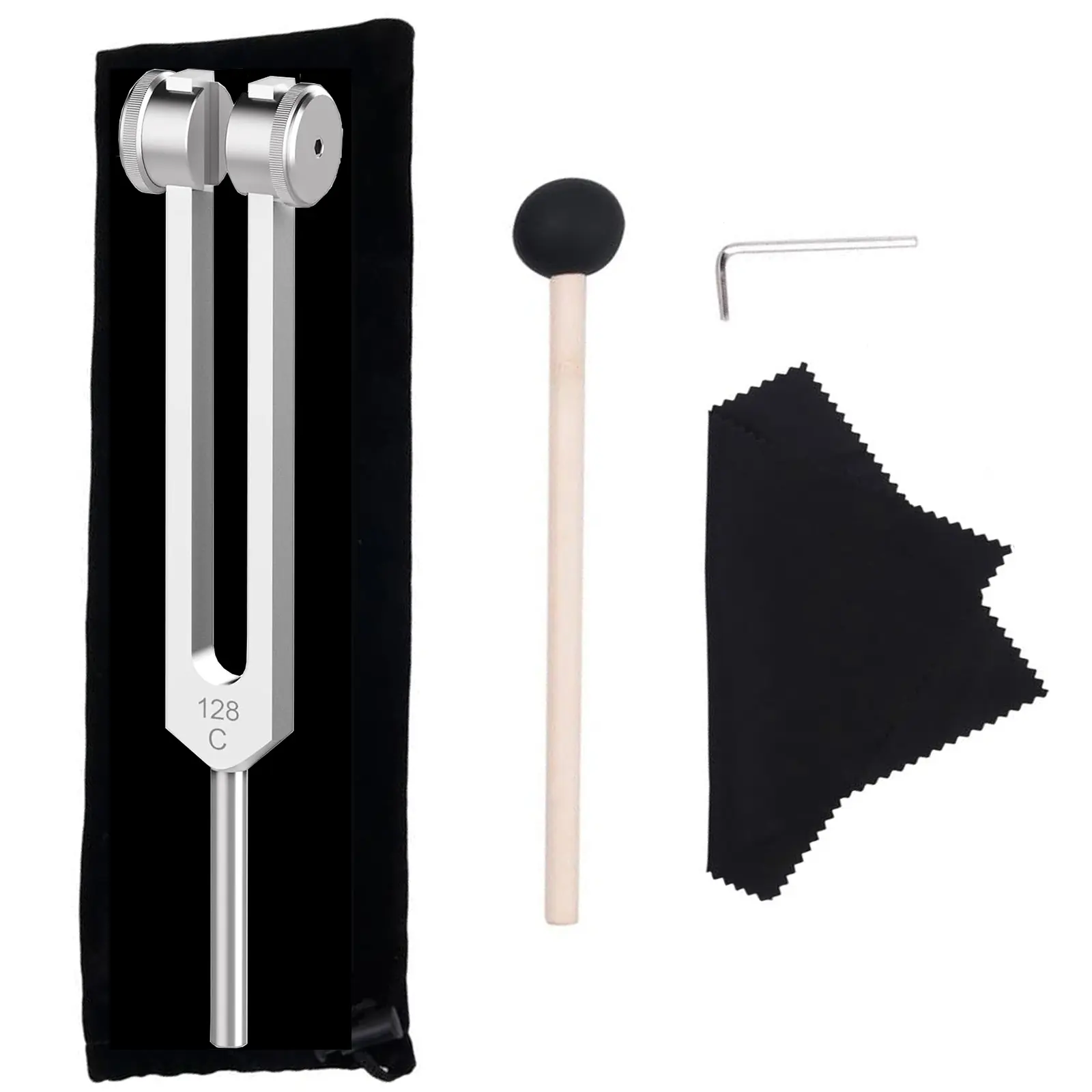 Resonance 128 Hz Weighted Tuning Fork Medical-Grade Tuning Forks for Healing-Professional Tuning Fork C128 with Mallet Essential Yoga and Meditation Accessories & Sound Healing Instruments Lightweight Aluminium