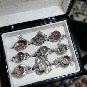 s925 natural crystal gems gift garden quartz ring jewelry