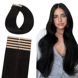 GOO GOO Mini Tape In Extensions Human Hair, 10PCS Invisible Tape In Hair Extensions Straight Real Human Hair 14-24 Inch for Beauty and Natural Hair Look