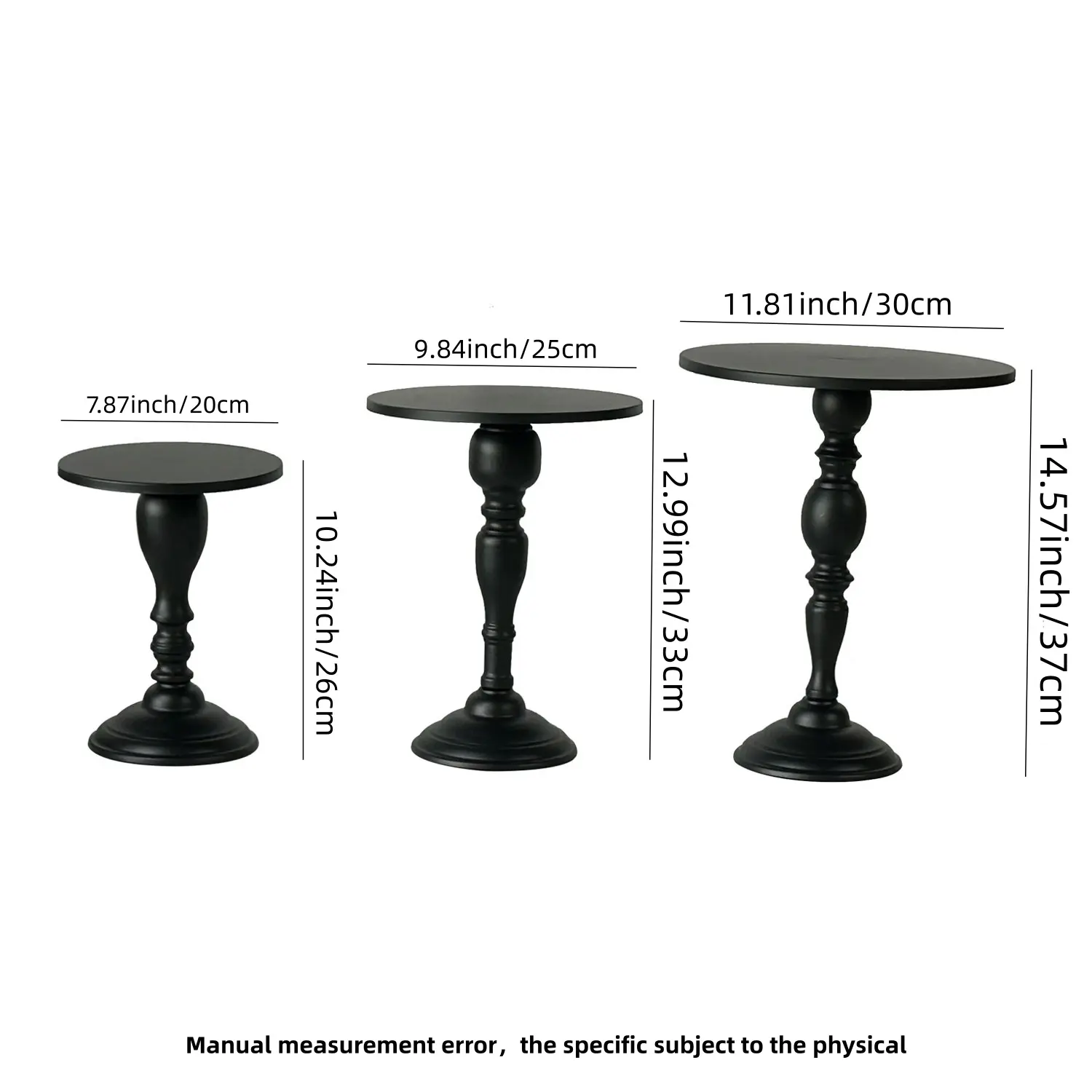 Black Roman column tray set of three pieces