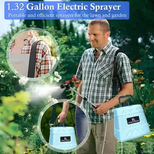 2 Gallon Battery Powered Sprayer, Rechargeable Electric Sprayer, 2 Speed Settings, 4 Nozzles, Adjustable Shoulder Strap, Lawn & Garden Use