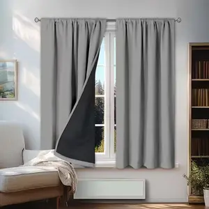 1pc Piece 100% Full Blackout Window Cover Curtain, Rod Pocket Design, Privacy Protection, Energy Saving, Easy Installation, Modern Noise Blocking Drapes