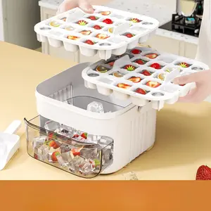 Press Ice Tray Ice Cube Mold Ice Box Ice Making Tool Large Capacity Ice Storage Ice Maker NONE