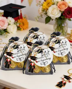 20Pcs Graduation Gown Keychain Set, Red Gown Design with Keychains, Cards and Gift Bags, Graduation Season Memento