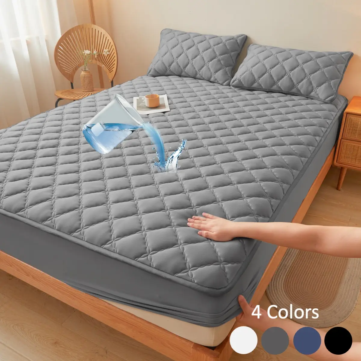 2pcs/3pcs waterproof and dirt-proof mattress cover Soft, comfortable and breathable mattress protector Suitable for bedrooms, guest rooms, apartments,
