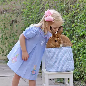 Storybook Rabbit Blue Gingham Chloe Dress - Girls Easter Outfit