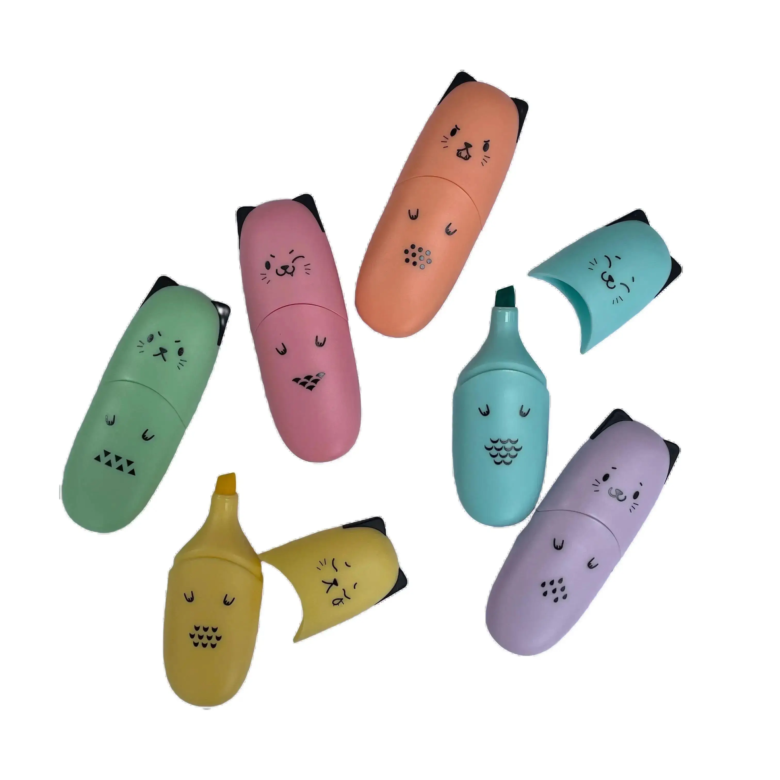 Mini Pastel Highlighter Markers - 6 Pack in Carrying Case for On-the-go Coloring - Chisel Tip for Fine or Fat Coloring