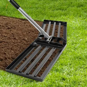 Upgraded Lawn Leveling Rake, 30"x10" Stainless Steel Yard Leveling Rake, 70" Adjustable Handle, Sand Leveling Rakes for Soil, Ground Leveler for Yard, Garden, Farm, Pasture