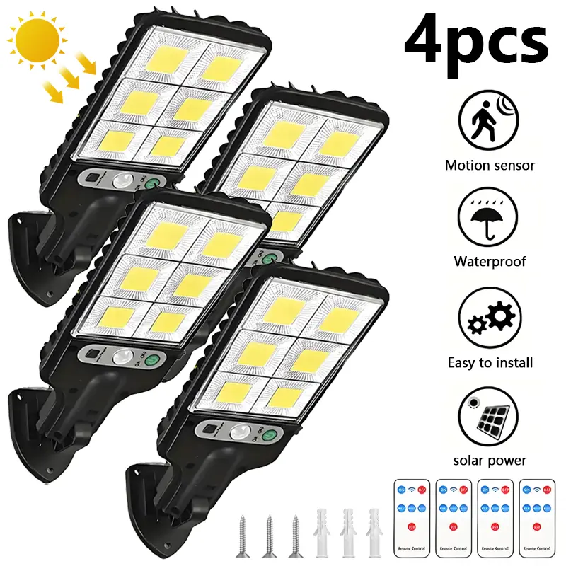 Solar Powerd Outdoor Wall Light, 3 Modes LED Solar Street Light with Remote Control, IP65 Waterproof Motion Sensor Security Wall Lamp for Street Yard Porch Decor, Garden Accessories Outdoor Equipment, Thanksgiving Home Decor, Christmas Lights Decorations