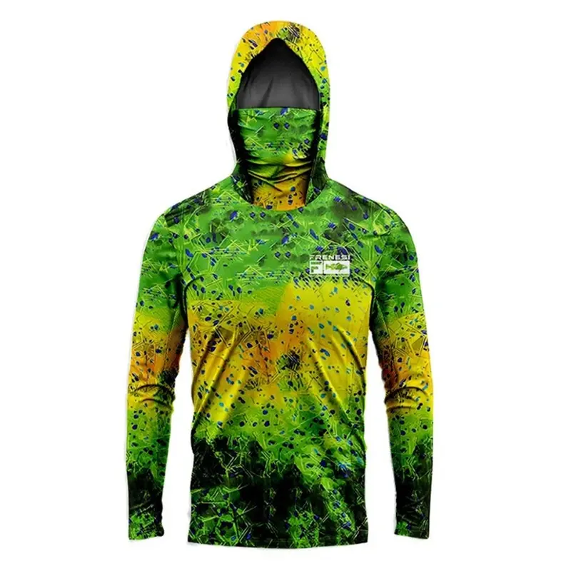 Long Sleeve Fishing Shirts Men Sun Protection Hoodie All-in-one Fishing Clothing Pesca Hunting Camping Angling T-shirt New