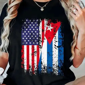 100% Cotton Fashion T-Shirts, Crewneck Sweatshirts & Pullover Hoodie with Cuban flag print, Cuban American style, fashion T-shirt SGFG