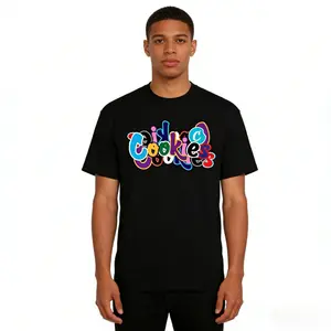 Unisex Cookies Graphic Cotton T-Shirt, Multicolor Letter Print Crewneck Tee, Casual Cotton Shirt for Men and Women