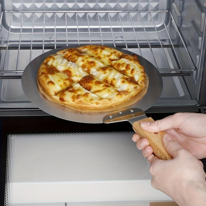 1 pc Wooden Handle Pizza Spatula, Stainless Steel Cake Lifter, Home Baking Tool, Easy Grip Home Kitchen Baking Accessory for Pizza & Cake