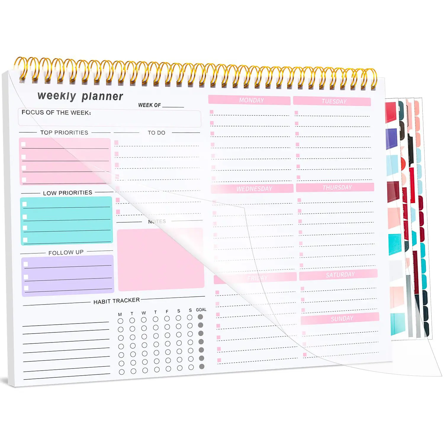 Weekly To Do List Notepad, Weekly Desk Planner with 52 Tear Off Sheets Undated Weekly Planner Habit Tracker & Productivity Organizer for Home and Work