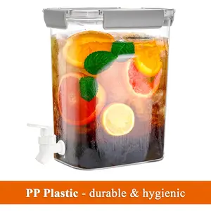 1.2 Gallon Plastic Drink Dispenser with Spigot, Cold Beverage Dispenser Fridge Drink Container for Iced Tea, Lemonade, Coffee