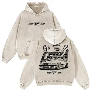 Japan JDM Style E36 380g Autumn VIntage Washed Hoodie Graphic Sweatshirt