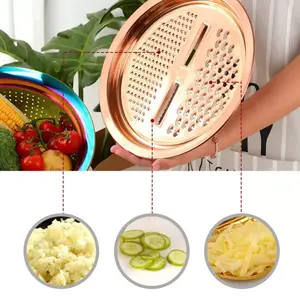 Multifunctional 3 in 1 Vegetable Slicer Cutter Drain Strainer Basket Grater Bowl