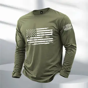 Men's 2026 fashion long-sleeved T-shirt, American street American flag SUA printing style, suitable for all seasons, sports T-shirt suitable for outdoor sports and sports wear, giving boyfriend's preferred temperament long T