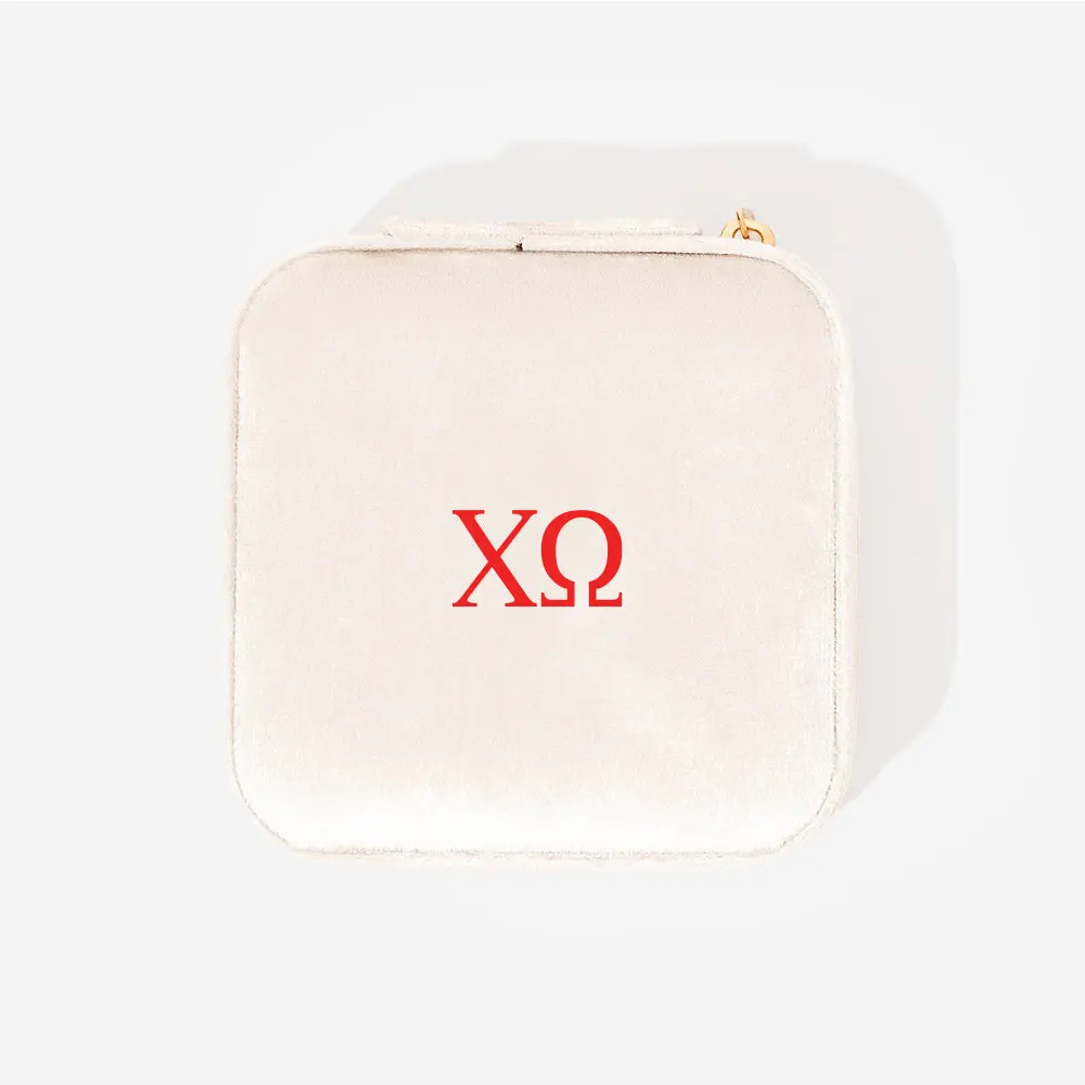 Greek Velvet Travel Jewelry Organiser - Ivory Home Storage Box