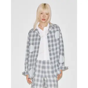 URBAN REVIVO 2026 Spring Women's Long-Sleeve Plaid Blouse - Thin, Casual Button-Up Shirts, Polyester-Cotton Blend Clothes (UYV260025)