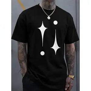 Men's Classic Graphic Cotton T-Shirt - Casual Short Sleeve Crewneck, Breathable Unisex Fit for Summer, Plus Sizes Available