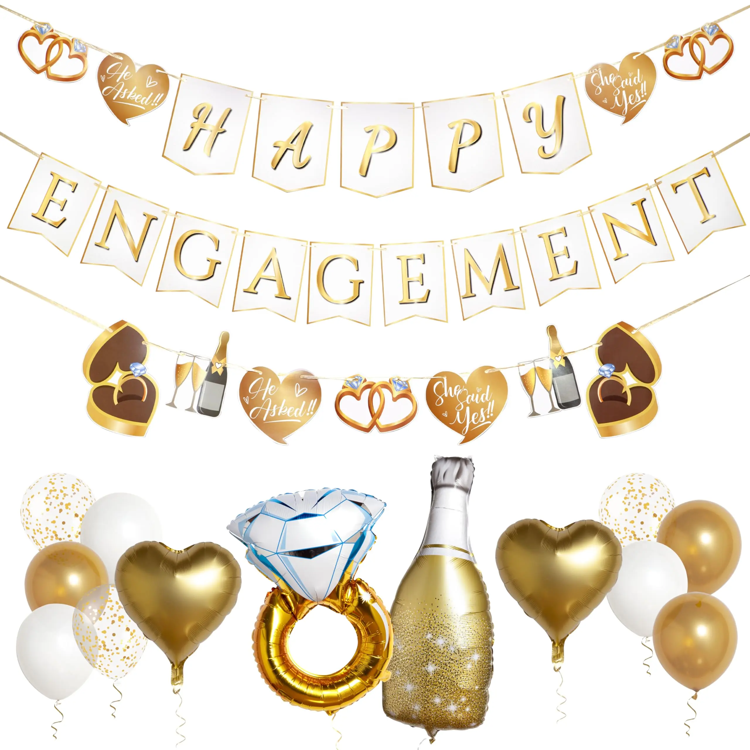 Happy Engagement Banner - Just Engaged Party Decorations, Almost Married Sign, Wedding Congrats Decor