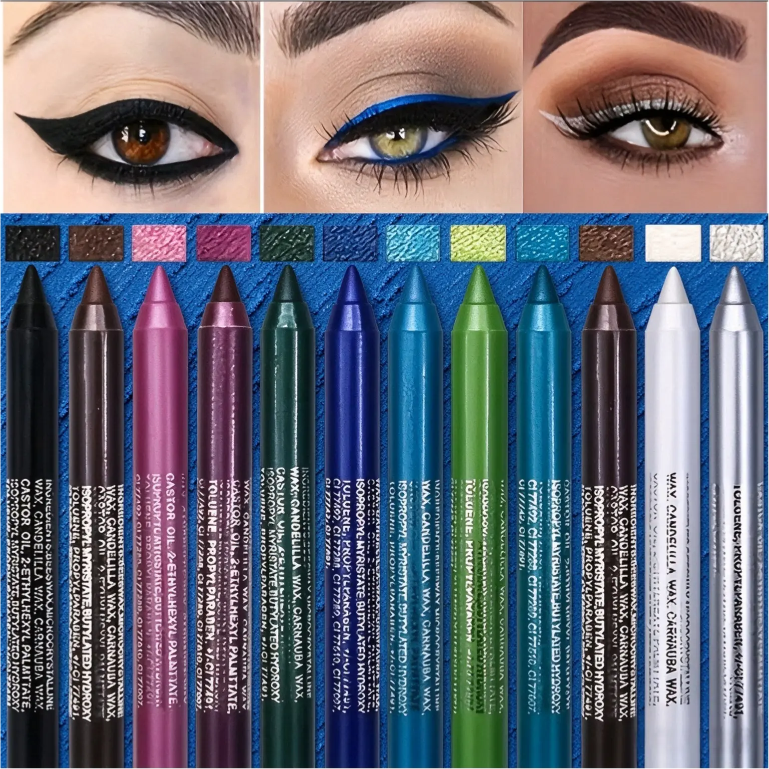 12 Color Gothic Punk Eyeliner Pencil Set with Free Sharpener, High Shine Pearl Metallic & Matte Lipliner, Water Sweat Resistant Long Lasting Smoky Eye Makeup, Back To School Birthday Mother's Day Gift