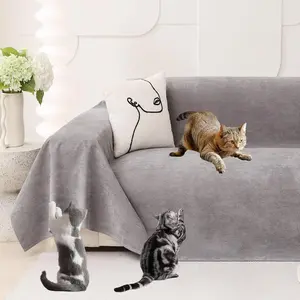 Scratch Furniture Protector - Anti-Slip,  Sofa Cover to Keep Cats Off, Pet-Friendly Couch Protectors for 3 Cushion Couch, Gray Anti-Scratch Couch Cover for Pets and  134"X71"