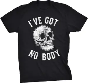 Mens Skeleton T-Shirt - Menswear Top, Hilarious Halloween Short-Sleeve Tee for Guys with Vampires and Bones Streetwear Spooky Casual