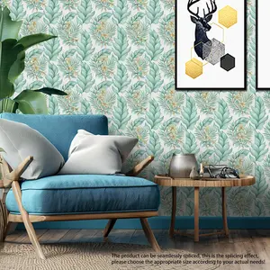 Plant Leaf Pattern Wallpaper, Self-adhesive Waterproof Wallpaper, Wall Decor for Home Living Room Bedroom Kitchen