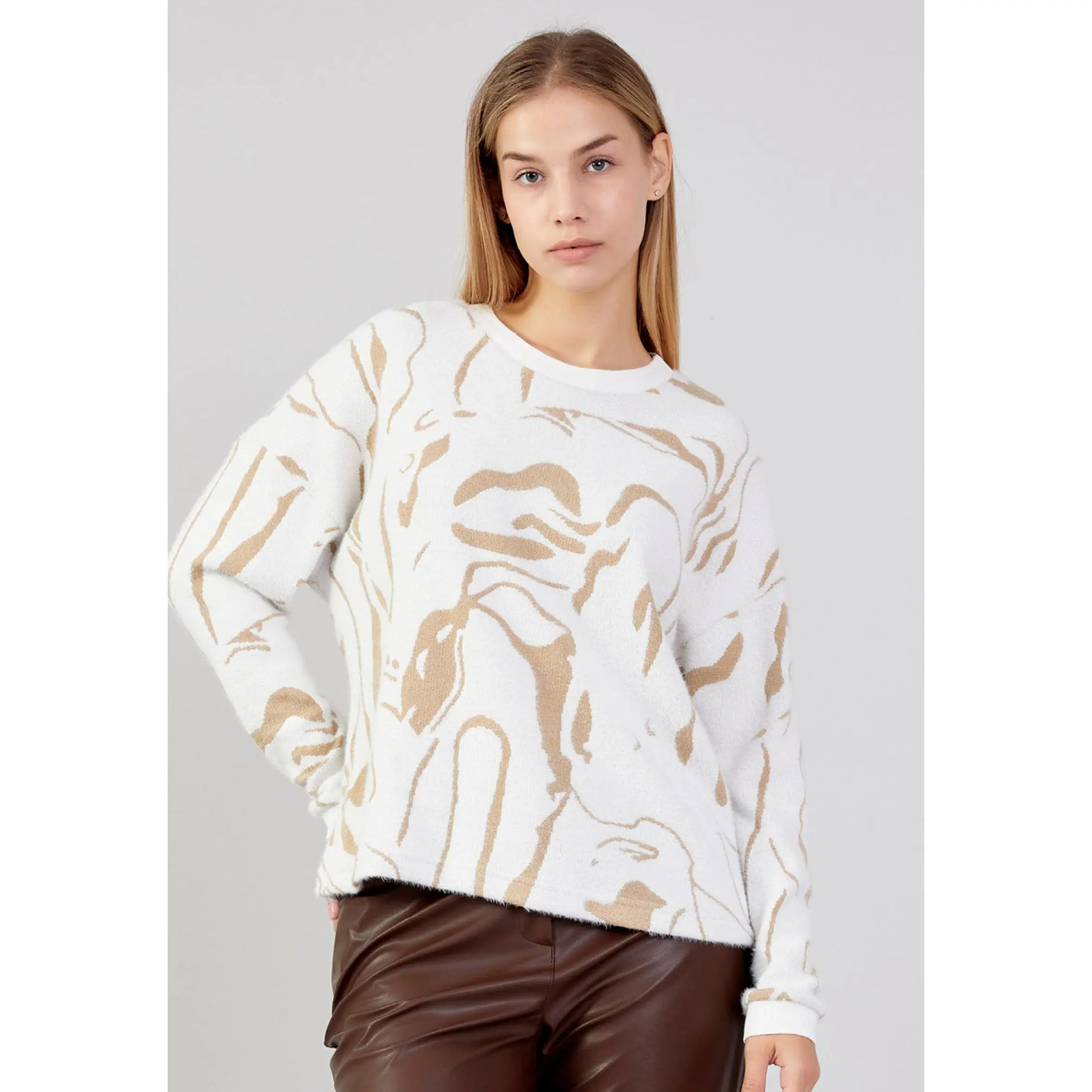 Gold & Cream Fluffy Sweater