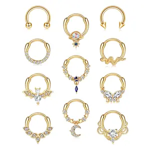 CASSIECA 16G Septum Rings Septum Jewelry Septum Piercing Jewelry Cute Snake Butterfly Septum Ring Daith Earrings