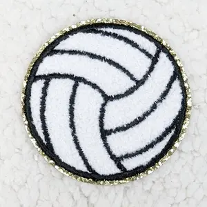 Volleyball Chenille Glitter HAT/POCKET Patch
