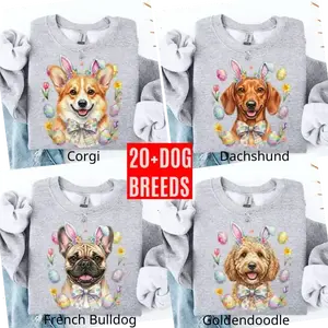 [Sale Up To 50%] Easter Dog Sweatshirt, Choose Your Breed 20+ Options, Easter Bunny Ears Dog Sweatshirt, Cute Puppy Crewneck