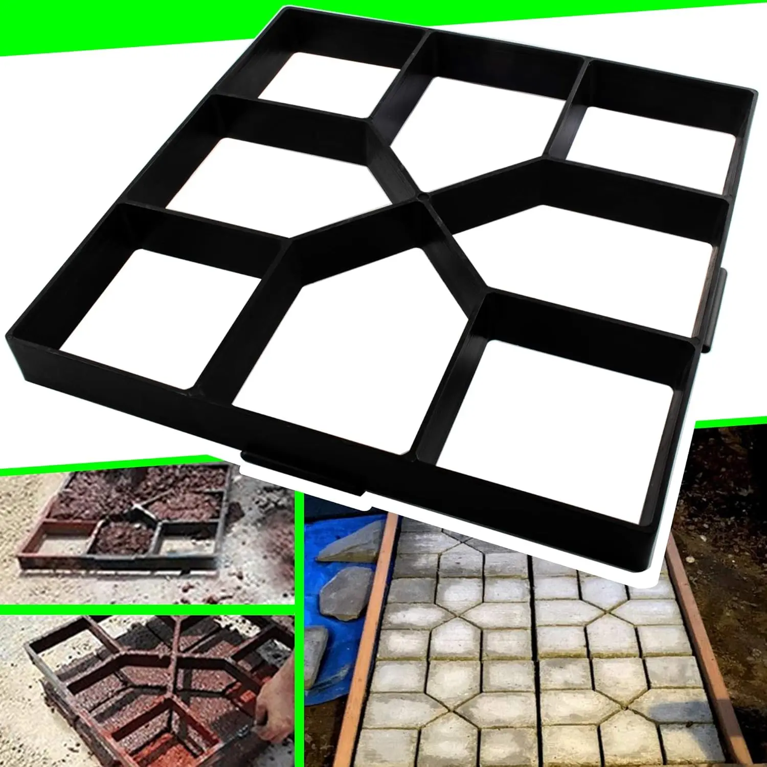 Walk Maker  Concrete Molds 15.7"x15.7"x1.57" Paver Yard Patio Lawn Garden DIY Walkway Pavement Paving Moulds ( Square)