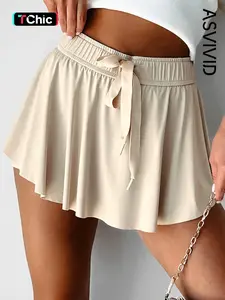 Women's Casual Drawstring Elastic Waistband Lined Tennis Skorts, High Waisted Design, Comfortable & Stylish, Workout Tennis Skorts