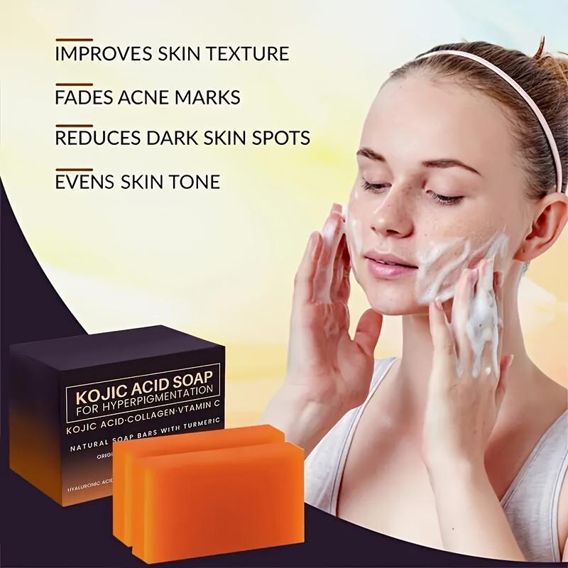 5PACK ETXYOC Kojic Acid For Hyperpigmentation Soap Bars With Vitamin C, Retinol, Collagen, Turmeric, Vitamin E, Shea Butter, Castile Olive Oil (5 Pack)