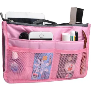 Women's Travel Handbag Organizer - Portable Makeup Products Storage, Purse Liner Pouch with Hand Strap (T432)